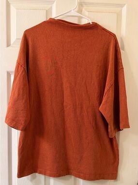 Zara Rust Orange Oversized Knit Short Sleeve Top Size M